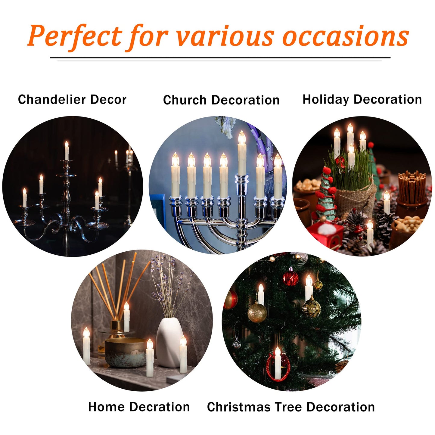 Flameless LED Taper Candles with Clips, 4” Battery Operated Window Candles with Remote Timer Mini LED Chandelier Candlesticks for Home Decor Wedding Church Party & Tree Lighting,10 Pack,Timer
