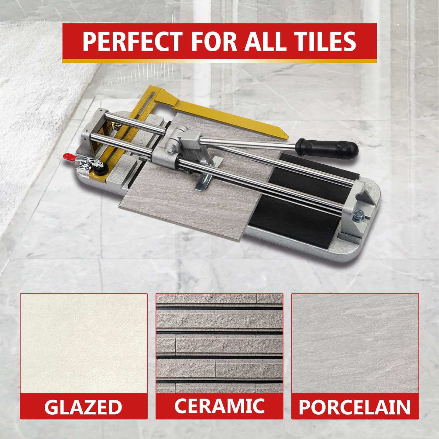 Jin Tool Professional Tile Cutter - 15" (435mm),Taiwan's Top 1 Pro Tile Cutter Brand,Strong Base, Precision Tungsten Carbide Cutting Wheel - Ideal for Porcelain Tiles in Precision Cutting Industry"