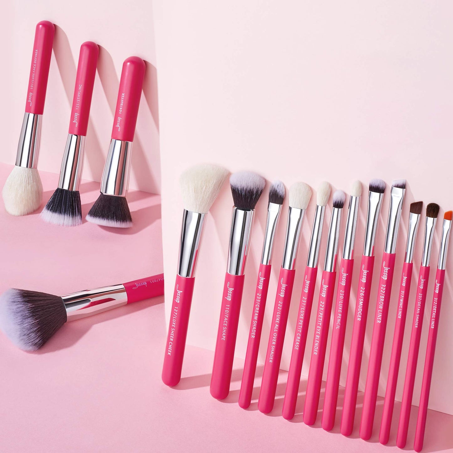Jessup Brand 25pcs Professional Makeup Brush Set Beauty Cosmetic Foundation Powder Blusher Eyeshadow Blending Highlight Concealer Natural-Synthetic Hair Brushes Set (Pearl White/Silver)