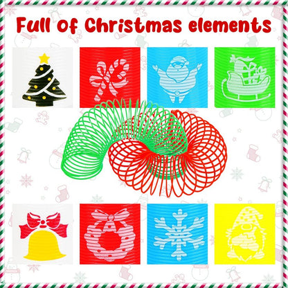 SULOLI 48 Pcs Christmas Mini Spring Toys, Xmas Coil Springs Stocking Stuffers Fidget Toys for Kids Christmas Party Favors Goodie Bag Fillers