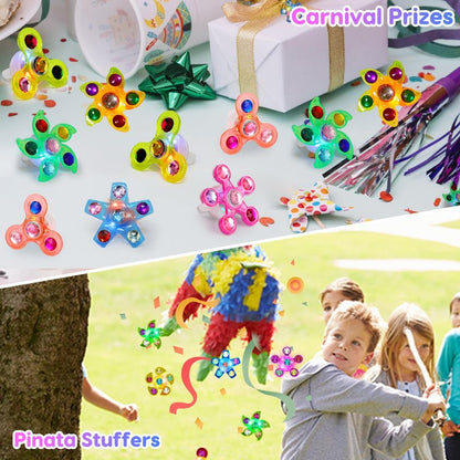 24PCS LED Light Up Fidget Spinner Rings Glow Party Favors Bulk for Kids 4-8 8-12 Summer Goodie Treat Bags Stuffers Pinata Fillers Carnival Prizes Classroom Treasure Box Toys Birthday Return Gifts