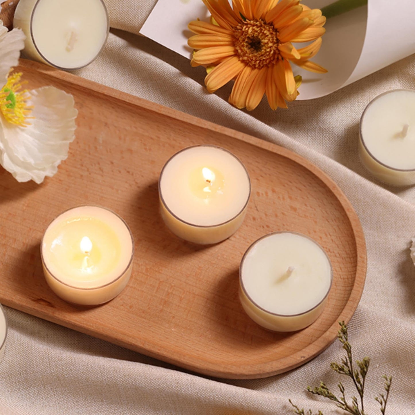 DEVI 6 Hour Soy Tealight Candles Bulk 25 Pack, Unscented Organic Tea Candles, White Emergency Votive Tea Lights-Burn Clean, Non-Paraffin Natural Soy Candle for Home Decor