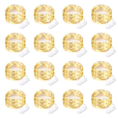 16 Pack 30 Led Fairy Lights Battery Operated String Lights 10 Feet Waterproof Twinkle Lights Mason Jar Lights Silver Wire Firefly Lights for Christmas Party Wedding Patio Warm White