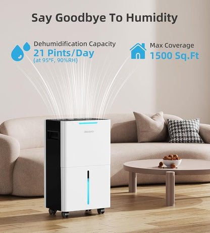 Dehumidifier 1500 Sq. Ft. by [Brand Name] - 21 Pints with Intelligent Humidity Control | 3 Modes & 24H Timer for Home, RV, Bathroom, Bedroom