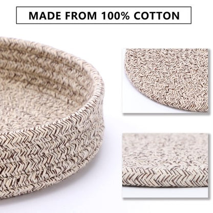 Coga Trivets for Hot Dishes, Trivets for Hot Pots and Pans, 7 Inchs Hot Pads 4 Pcs and Storage Basket for Countertops, Pot Holders for Kitchen, Cotton Table Protector Hot Mats Heat Resistant (Brown)