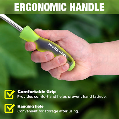 WORKPRO Crack Weeder, 12.5" Stainless Steel Crevice Weeding Tool with Soft Handle, L-Shaped Side-Walk Weed Removal Scraper, for Garden Lawn Yard Patio Terrace Paving Garden Hand Tool