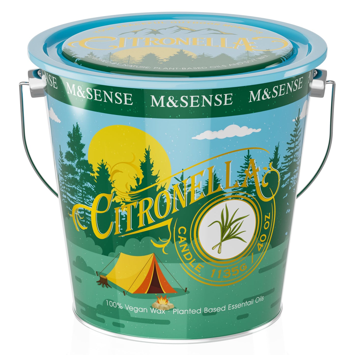 M&SENSE Citronella Peppermint Scented Candle 40 oz,Citronella Peppermint Candles Outdoor Indoor,Summer Candles for Outside,250 Hours Burn Time,Nature Soy Wax