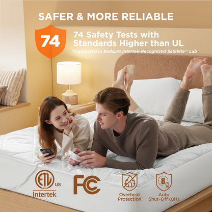 Bedsure Heated Mattress Pad King - Bed Warmer with Memory & Preheat Functions, 12-Hour Auto Off & 10 Heat Settings, Dual Controllers, Fast Heating, Brushed Electric Mattress Pad King, 78"x80"