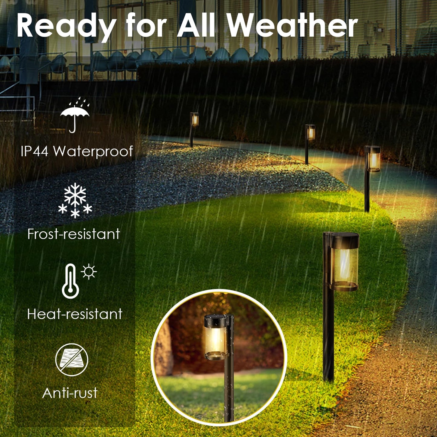 Solar Pathway Lights Outdoor, 10 Pack Metal & Glass Solar Lights Outdoor Waterproof Landscape Path Lights for Outside Yard Lawn Walkway Driveway Garden Decor