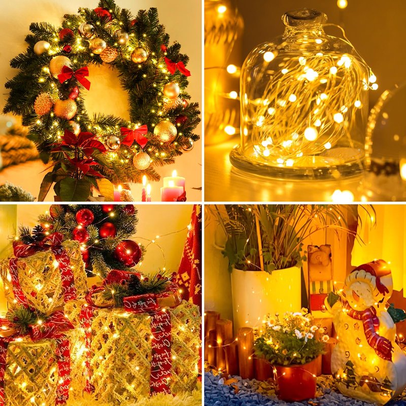 100 Pack Fairy Lights Battery Operated - 7ft 20 Led Twinkle Lights 3 Modes, Bulk Mini String Lights Waterproof for Mason Jars Vases DIY Party Wedding Decoration Christmas -Warm White
