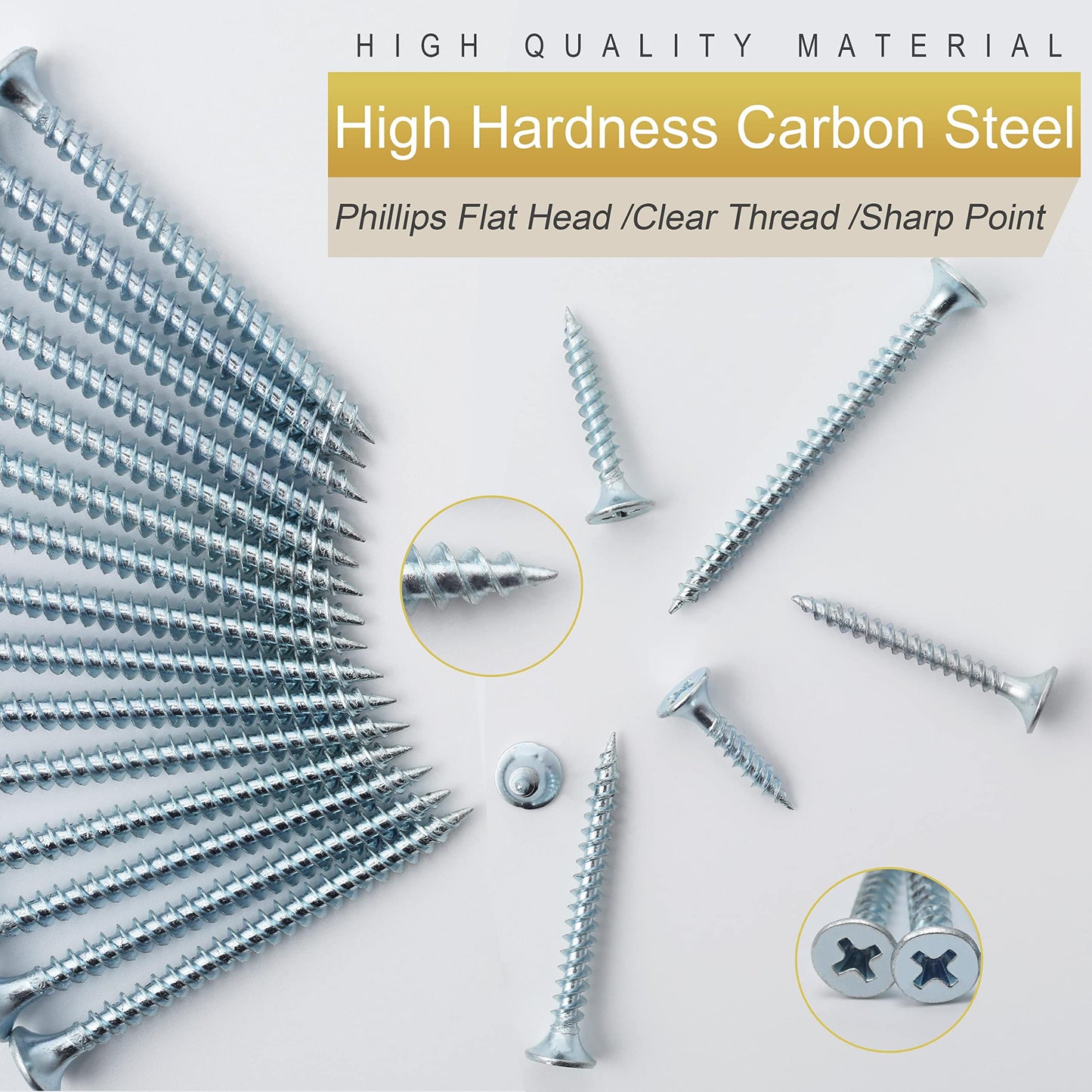 JEGONFRI High Hardness Wood Screws Assortment Kit, 209 pcs, Phillips Drive Flat Head, Wood Screws, Screws, Drywall Screws, Assorted Screws, Screws Set, 6 Sizes (2”,1-1/2”,1-1/4”,1”,3/4”,1/2”)