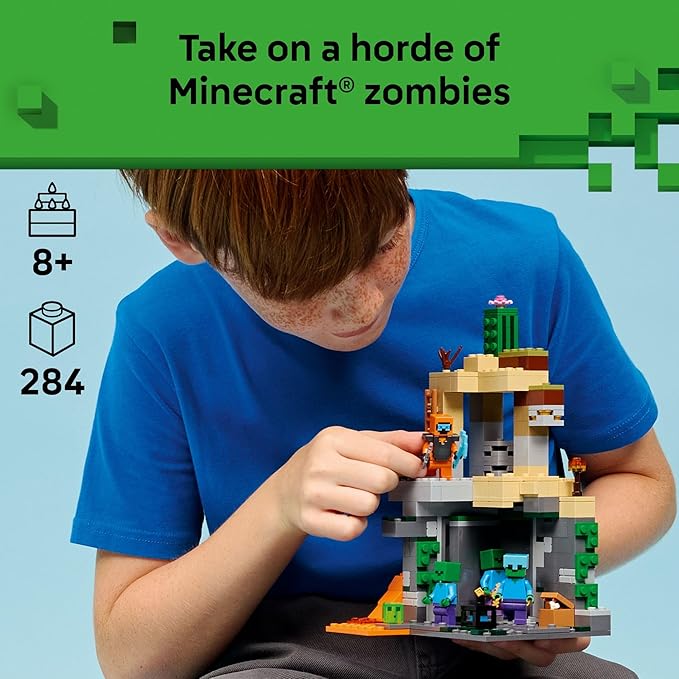 LEGO Minecraft Zombie Dungeon Building &amp Pretend Play Toy for Boys &amp Girls - Video Game Playset &amp Toy Figures for Kids Ages 8+ - W/Wandering Wastelands Minifigure - Gift Idea for Birthday