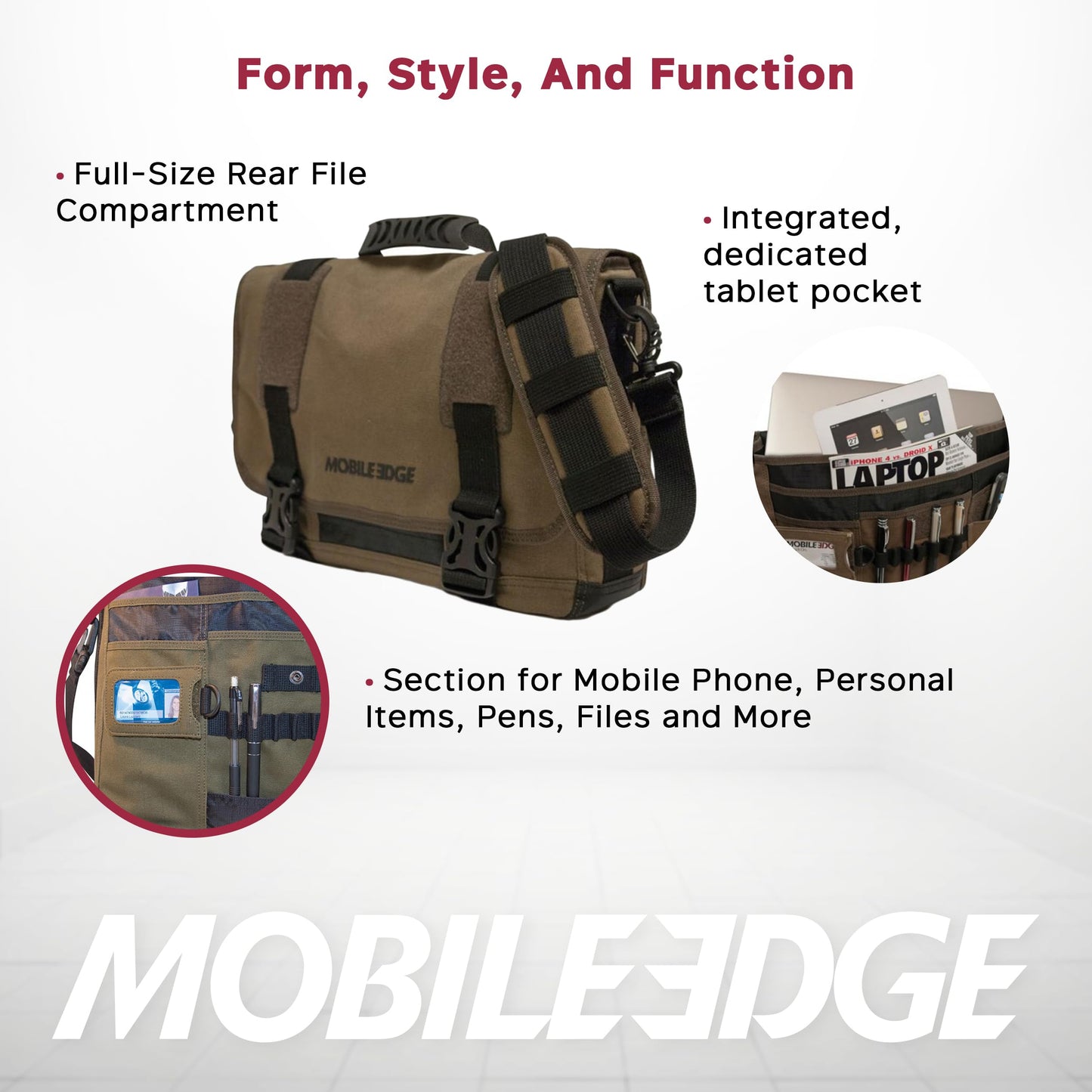 Mobile Edge ECO-Friendly Laptop Messenger Bag for Men and Women, for 14.1" PC and Compatible with MacBook 15", Cotton Canvas, Black
