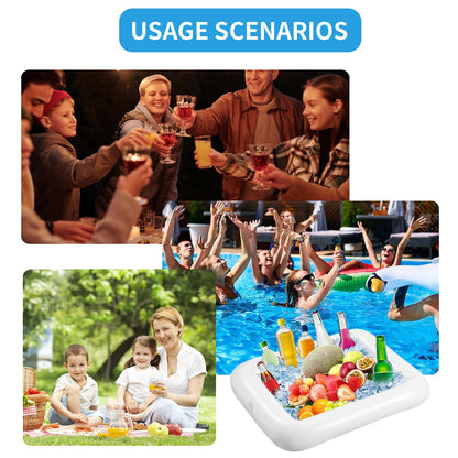 2PCS Inflatable Ice Serving Buffet Bar - BBQ Picnic Pool Party Supplies Buffet Salad Food & Drinks Tray for Party Picnic & Camping (23.6 inches)