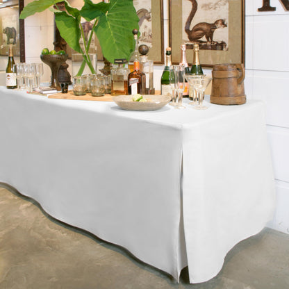 Tablevogue Machine Washable Polyester Solid Fitted Stain Resistant Table Cover Rectangular 96-inch Tablecloths for Events Wedding Special Occasions Table Cloth 8-Foot, White