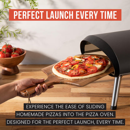 Chef Pomodoro 12-inch Acacia Pizza Peel, Wooden Pizza Peel 12 Inch, Homemade Wood Pizza Peel, Pizza Peel with Handle, Pizza Oven Accessories, Spatula Gourmet