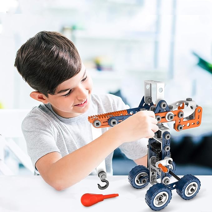 MOBIUS Toys 12-in-1 STEM Construction Kit - 152-Piece Building Set for Kids Ages 4-12 - Educational Engineering Toy for Boys &amp Girls to Build Cars Trucks Motorcycles &amp More Creative Learnin