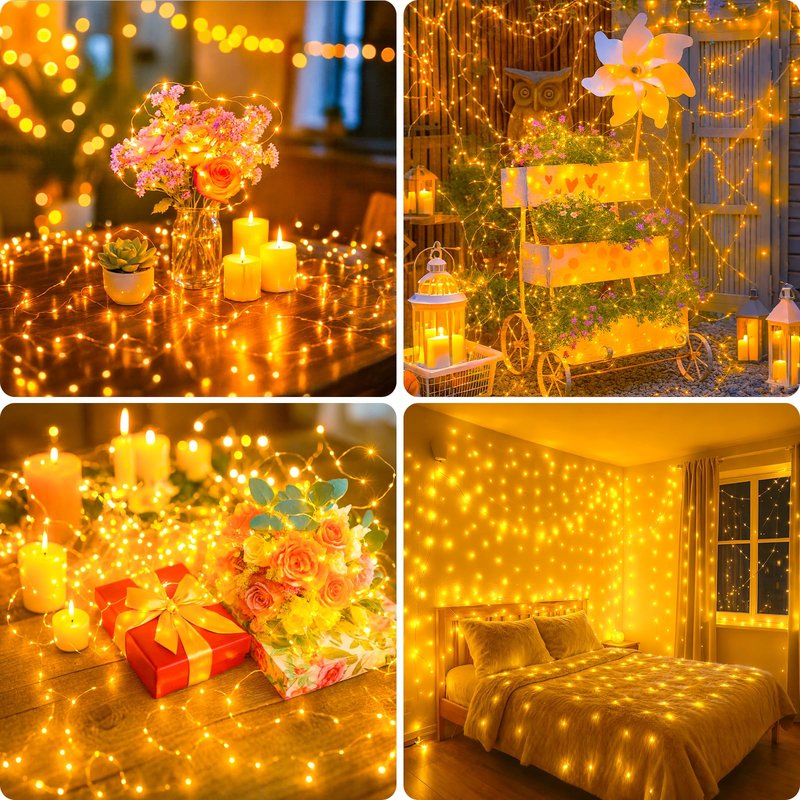 litogo 2 Pack Fairy Lights Battery Operated with Timer, 33FT 100LED Twinkle String Lights USB-C Powered 8 Modes Dimmable for Indoor Bedroom Centerpiece Wedding Classroom Dorm Christmas Decorations
