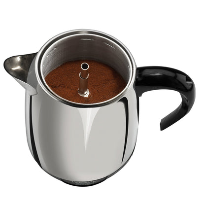Farberware Electric Coffee Percolator, FCP240, Stainless Steel Basket, Automatic Keep Warm, No-Drip Spout, 4 Cup