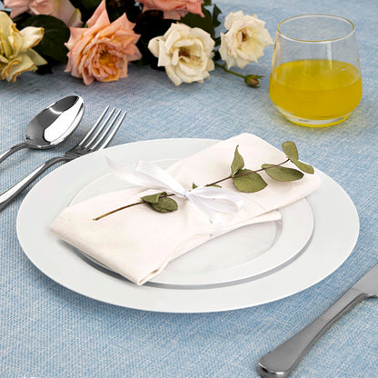 SETUP 60-Piece White Plastic Dinnerware Set – 30 10.25" Dinner & 30 7.5" Salad Plates – Heavy-Duty Disposable for Weddings, Catering, Parties