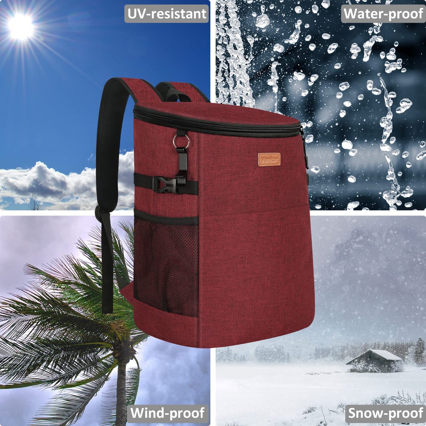 Camping Cooler Backpack 30 Cans, Soft Backpack Coolers Insulated Leak Proof Travel Cooler Bag Waterproof Lunch Picnic Beach Work Trip Thermal Bag Drink Beverage Beer Cooler Wine