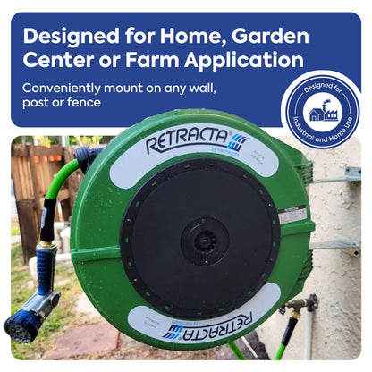 Macnaught Retractable Garden Hose Reel, 60 Ft Water Hose Reel Heavy Duty Retractable Hose with Metal 180° Swivel Rotation Bracket for Wall Mount - Green