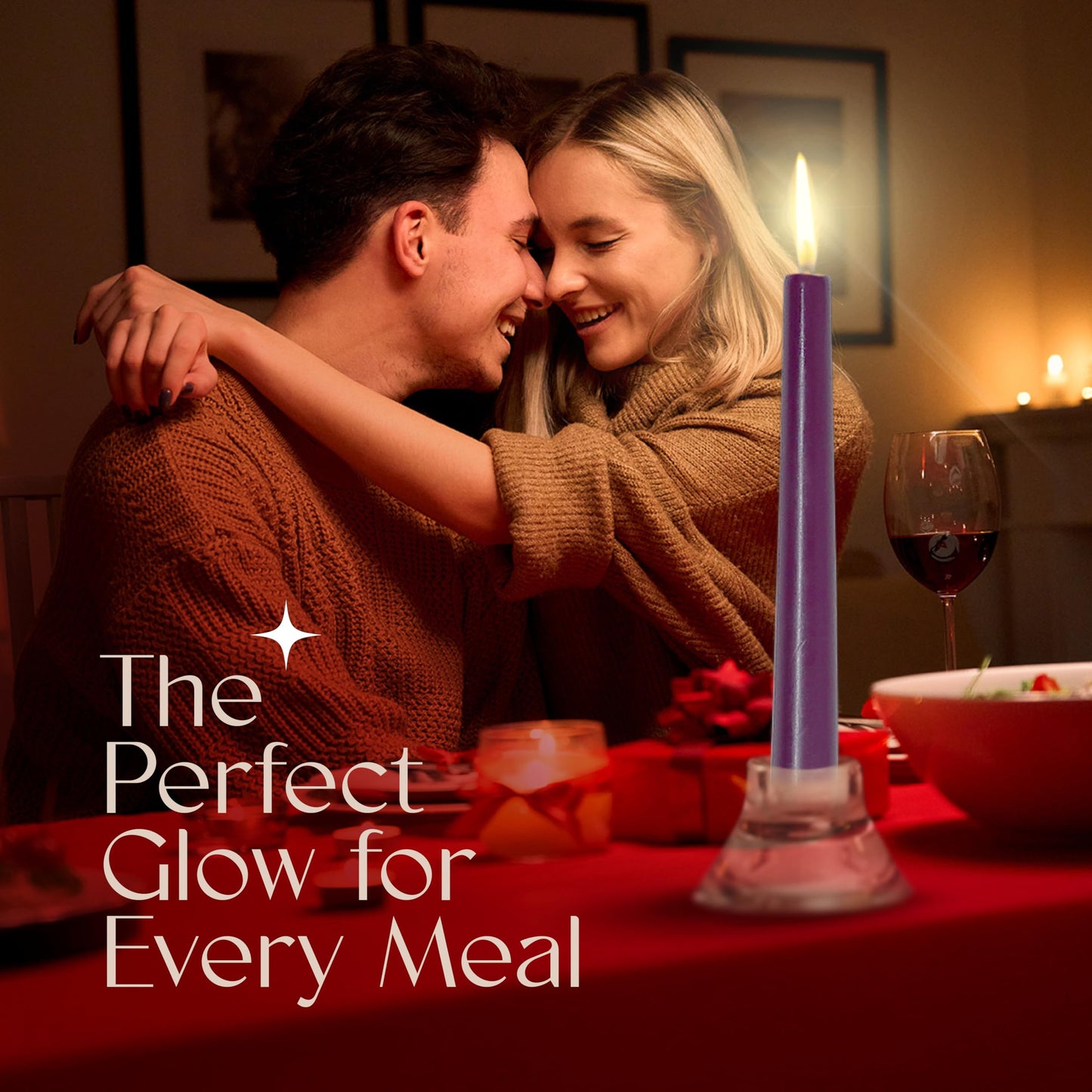 Leor & Lair Purple Taper Candles - 12 Pack 10" Purple Candlesticks - Unscented Long Burning Candle Sticks for Home Decoration, Dinner Table, Holidays, Weddings, Restaurants & Events