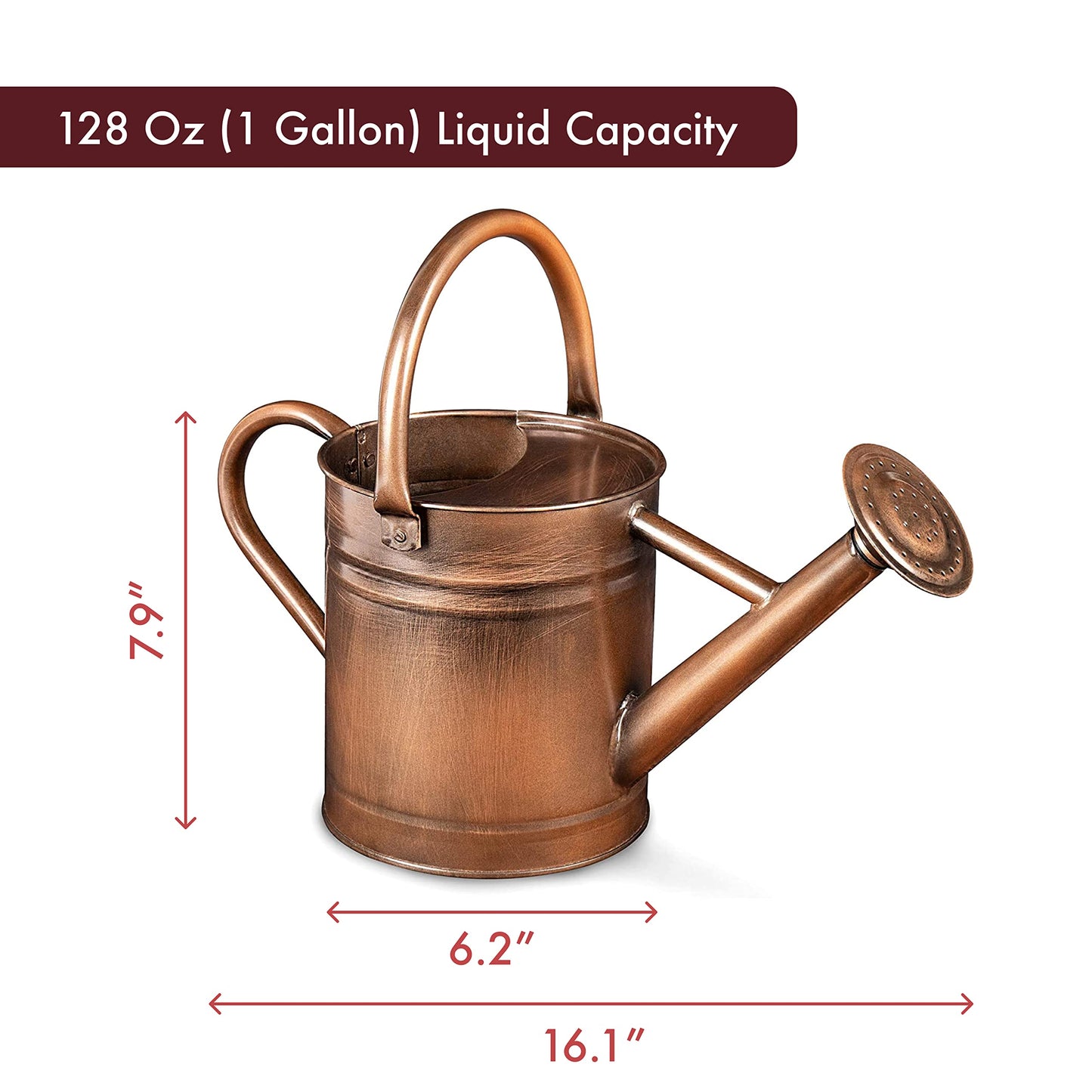 Homarden 1 Gallon Watering Can - Decorative Garden Watering Can for Indoor and Outdoor Plants - Removable Spout - Dual Handles for Easy Pour - Plant Waterer for Flowers and Bonsai Trees - Copper