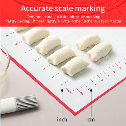 Silicone Baking Mat Super Large, 32x24 inch Silicone Pastry Non Stick Kneading Mat with Cable Ties and Dough Scraper, Measurement Food Grade Silicone Mat for Rolling Dough