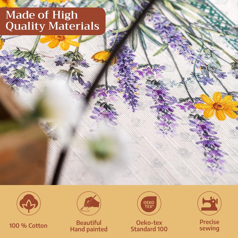 Maison d' Hermine Table Cloth Round Table 100% Cotton 69 Round Inches Tablecloth Reusable Decorative for Dining Kitchen Room Farmhouse Home Gifts for Mothers Day Spring Summer - Fanny Lavender