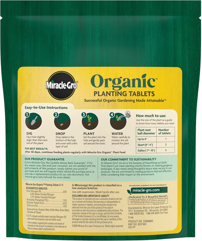 Miracle-Gro Organic Planting Tablets - Boost Early Rooting for Transplants | 20 Calcium-Infused Tablets