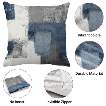 Taysta 2PC Lumbar Decor Throw Pillow Covers Blue and Grey Cushions Rectangle Design Abstract Art Painting Style Modern Contemporary Home Decorative Cushion Pillow Cases 18" x 18" Pillowcases