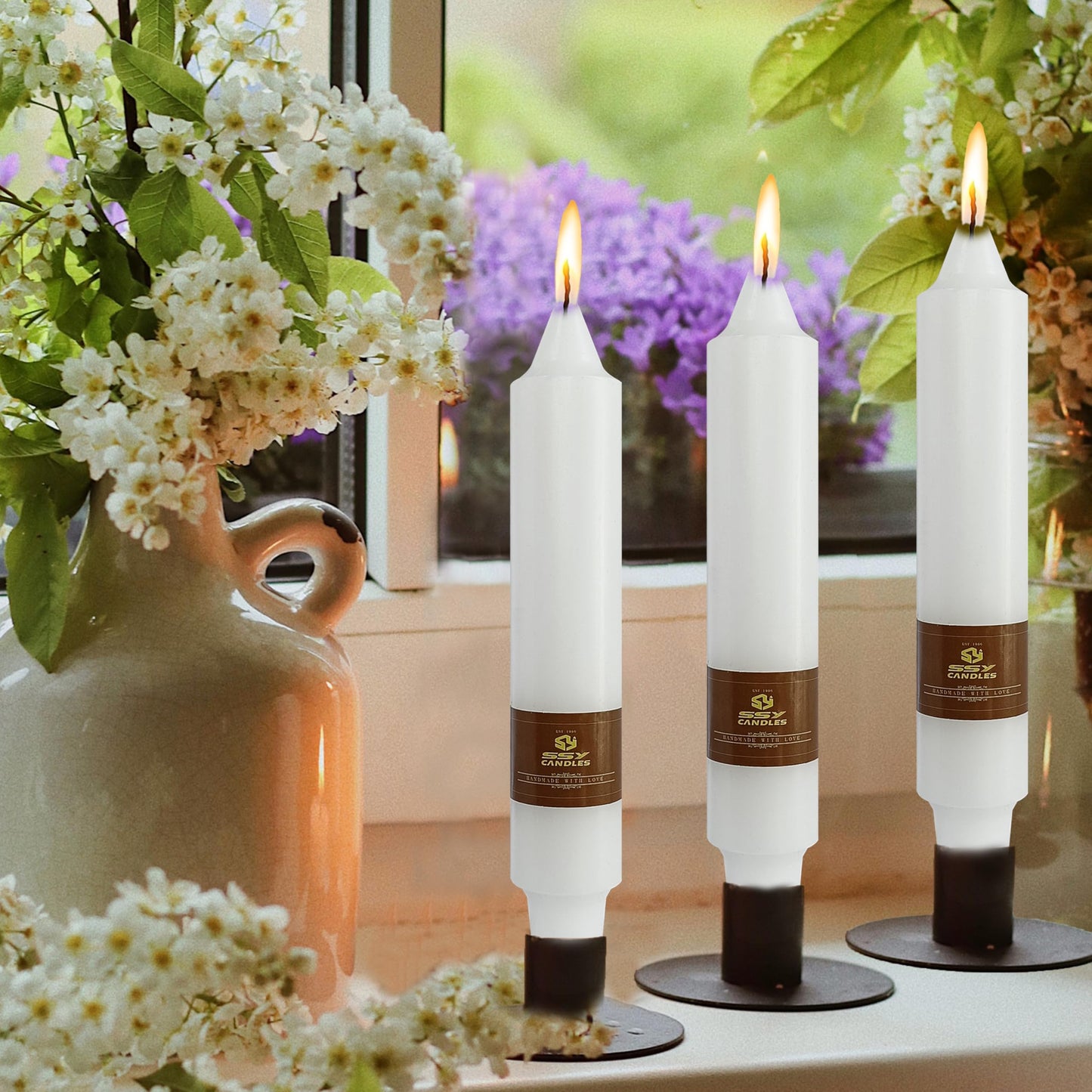White Wedding Candles Unscented Tapered Candle 7 inch Short Candle 4 PCS Smokeless Candlesticks Long-Burn for Home Dinner Wedding Party Decoration
