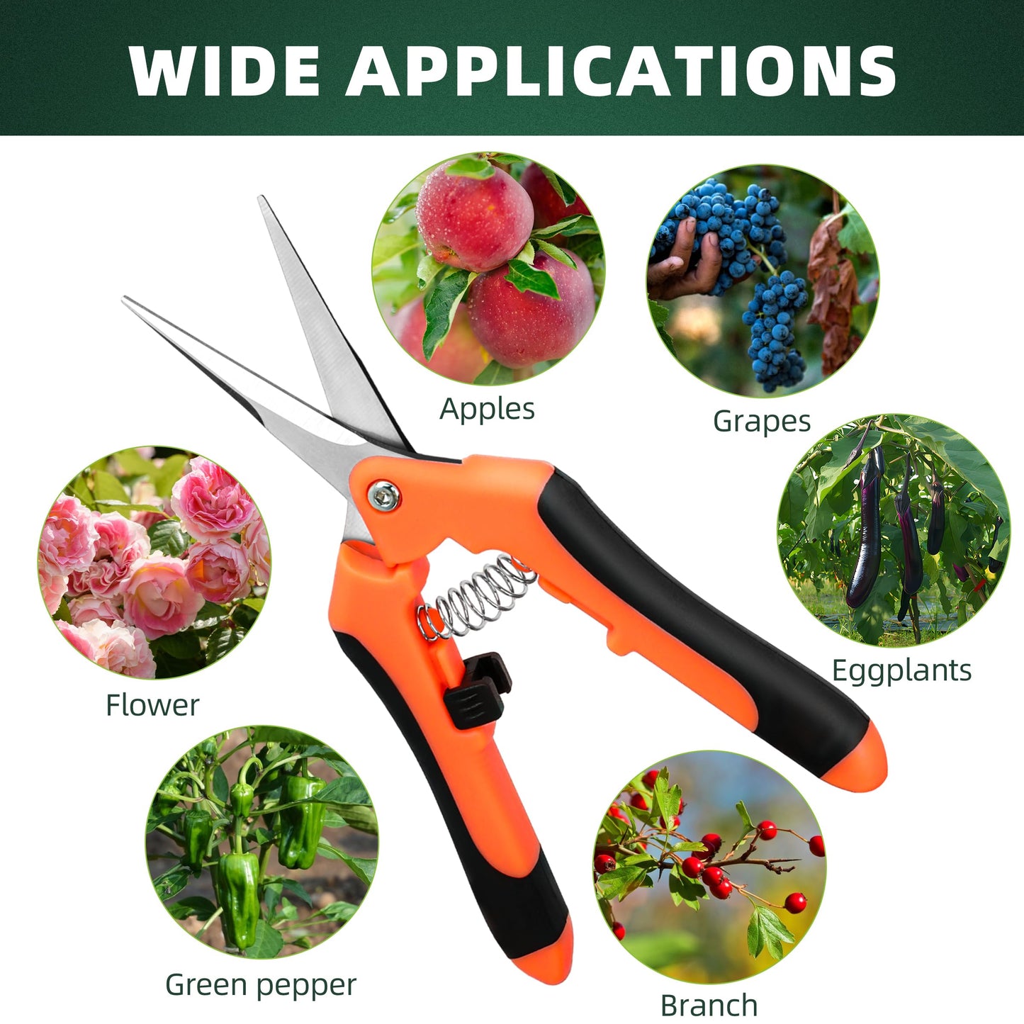 EWPJDK 3 Pack Garden Pruning Shears, Stainless Steel Shears, Gardening Shears, Scissors, Garden Clippers, Pruning Snips, Pruning Shears for Gardening Tools