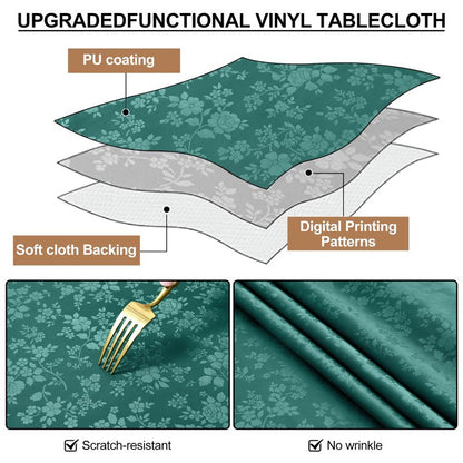 Smiry Rectangle Table Cloth, Waterproof Heavy Duty Vinyl Tablecloths, Wipeable Washable Table Cover for Kitchen and Dining Room (Green, 60" X 84")
