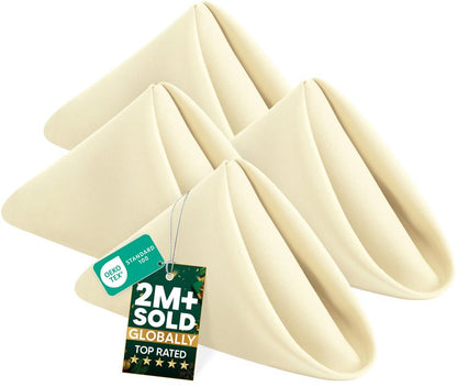 Utopia Home Ivory Cloth Napkins (12 Pack, 18x18 Inches), Ideal Dinner Napkins for Party, Wedding and Lunch/Dinner