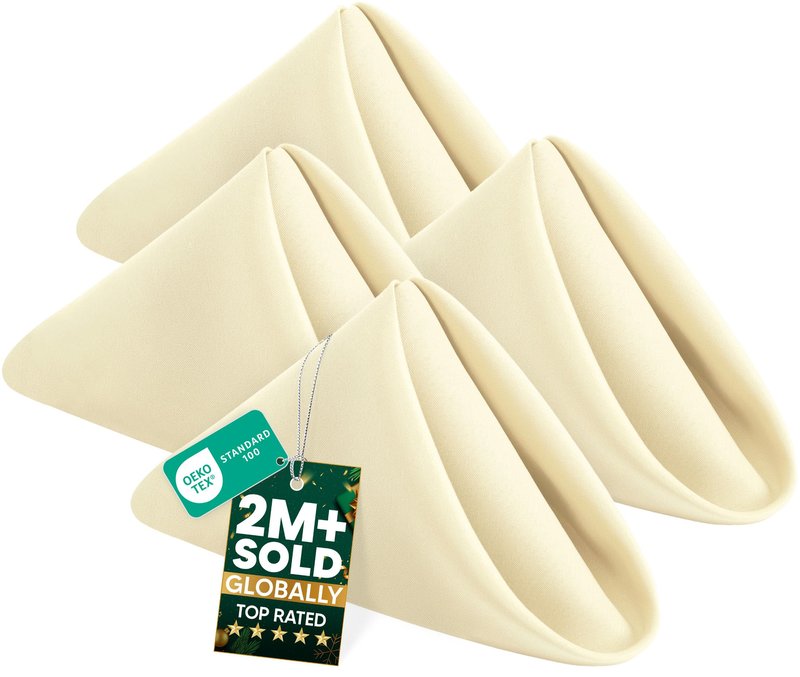 Utopia Home Ivory Cloth Napkins (12 Pack, 20x20 Inches), Ideal Dinner Napkins for Party, Wedding and Lunch/Dinner