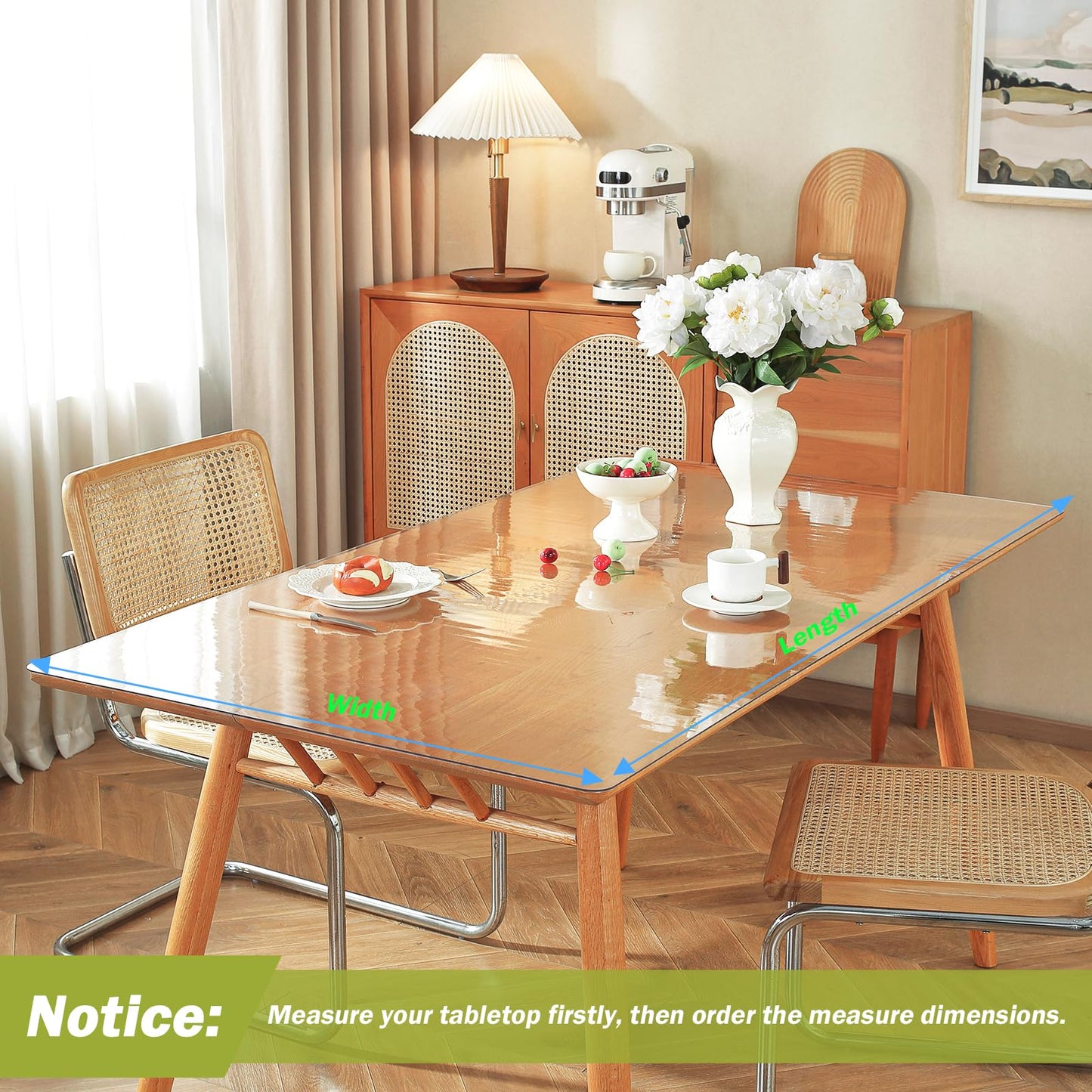 OstepDecor Clear Table Cover Protector 30 x 72 Inch, 1.5mm Thick Plastic Table Cover, Dining Table Protector Pad, Waterproof & Easy Cleaning PVC Desk Mat for Dresser, Coffee & Kitchen Wooden Tabletop