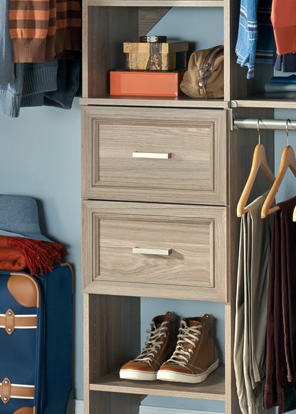 ClosetMaid SuiteSymphony Wood Closet Drawer, Add On Accessory, Shaker Style, For Storage, Closet, Clothes, 16” x 10” Size for 16 in. Units, Natural Gray