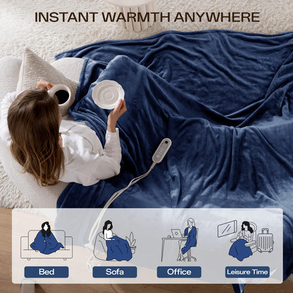 Heated Blanket Twin, Electric Blanket Soft Sherpa Flannel, 10 Hours Auto Shut-off & 8 Fast Heating Levels, Machine Washable ETL Certified, Heating Blanket for Bed & Sofa (62x84 inches, Gray)