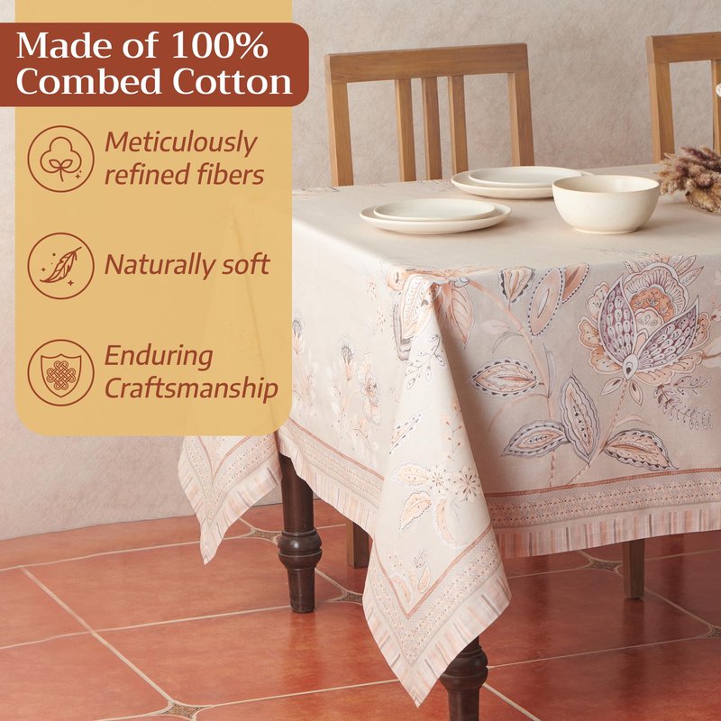 Maison d' Hermine Premium Table Cloth Rectangle Table 100% Combed Cotton 120 x 70 Inches Tablecloth Reusable Decorative for Dining Room, Farmhouse, Home, Party, Festive & Wedding - Society Florals