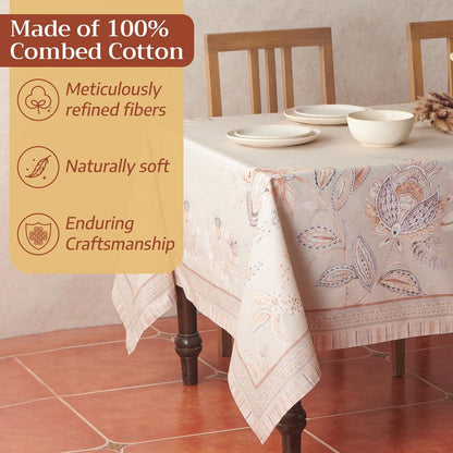 Maison d' Hermine Premium Table Cloth Rectangle Table 100% Combed Cotton 120 x 70 Inches Tablecloth Reusable Decorative for Dining Room, Farmhouse, Home, Party, Festive & Wedding - Society Florals