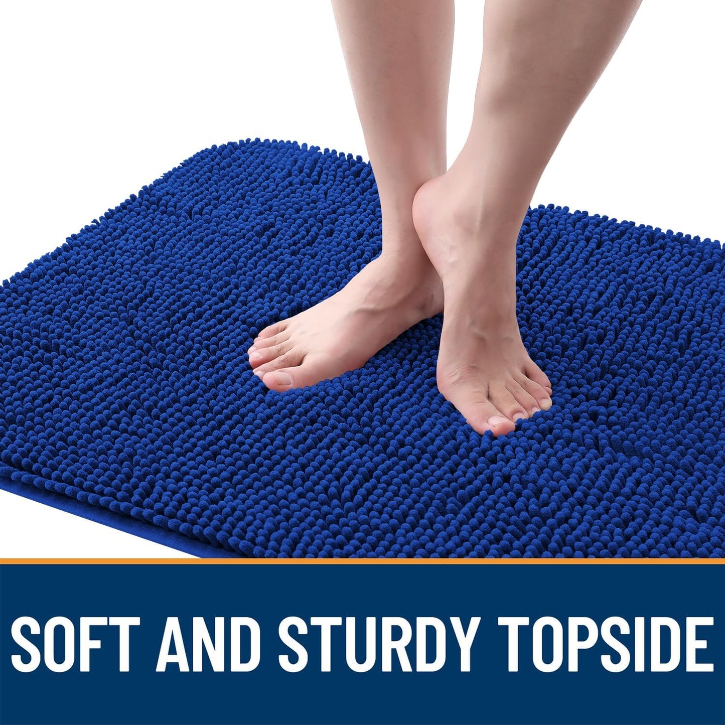 OLANLY Dog Door Mat - Absorbent Non-Slip Washable Doormat for Muddy Paws | 47x20 Royal Blue