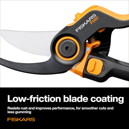 Fiskars DualAction Pruner – Hand Pruner with Two Cutting Modes, Bypass Garden Pruner for Stems and Branches up to 1", Low-Friction Steel Blade, FiberComp Frame