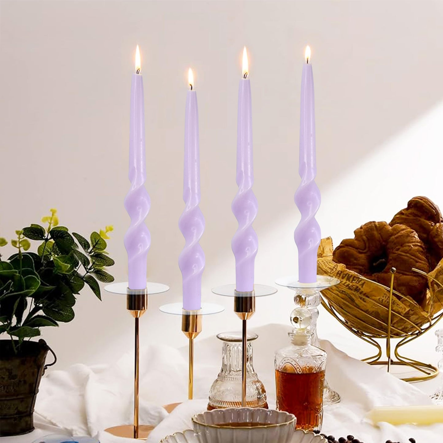 Long Tapered Candle Spiral Candlesticks 10 INCH Purple Twisted Candles Spiral Taper Candles Unique Candle Sticks for Home Dinner Wedding Party Decoration