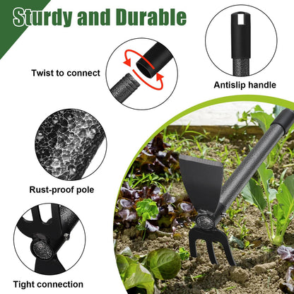 UIABOPZ Hoe Garden Tool, 45 Inch Garden Hoe Adjustable Long Handle, 2 in 1 Garden Hoe for Weeding, Stainless Steel Weeder Tool for Yard Long Handle, Gardening Hoe for Planting, Lossening, Digging