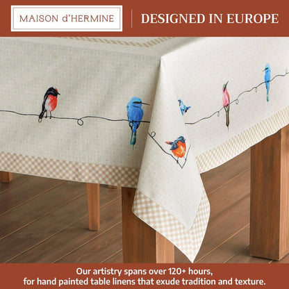 Maison d' Hermine Birdies On Wire 100% Cotton Tablecloth 54 - inch by 72 - inch.