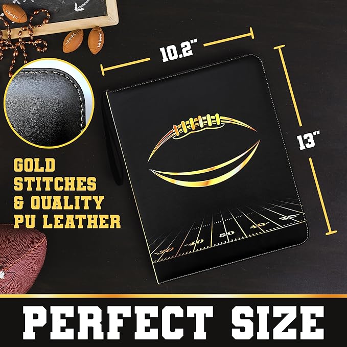 Card Binder 9-Pocket 900 Pockets (50 Sheets) Premium Zipper Binder for Football Cards Football Binders for Cards Waterproof PU Includes 50 Clear Sleeves