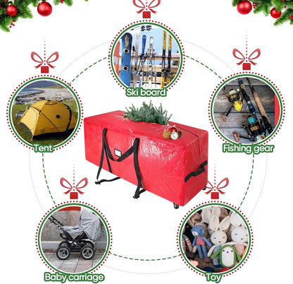 BALEINE 7.5 ft Heavy-Duty Christmas Tree Storage Bag - Extra Large with 2 Swivel Wheels & Reinforced Handles | Green