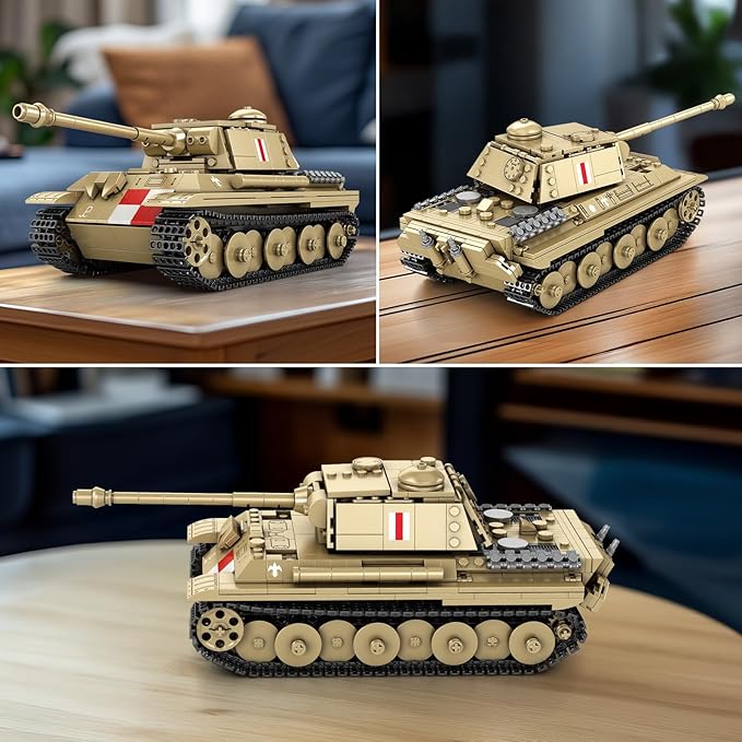 Reobrix Pudel Tank Building Block Set for Adult WW2 Military German Tank Model Set 77034 World of Tanks Authorized Products MilitaryToys Building Set for Military Fans Boys Kids Age 14+ (969PCS)